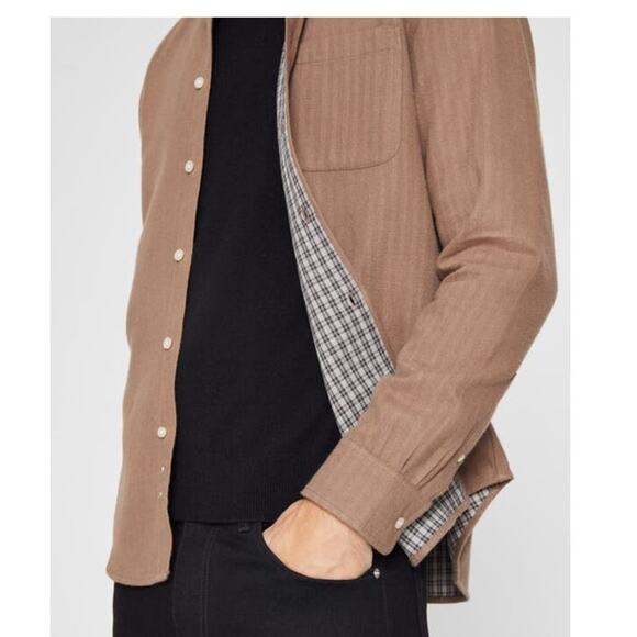 Club Monaco Men's Check Doubleface Long Sleeve Chemise Button Up Shirt Large NWT - Picture 6 of 7